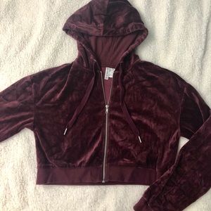 H&M Velvet Cropped Hoodie